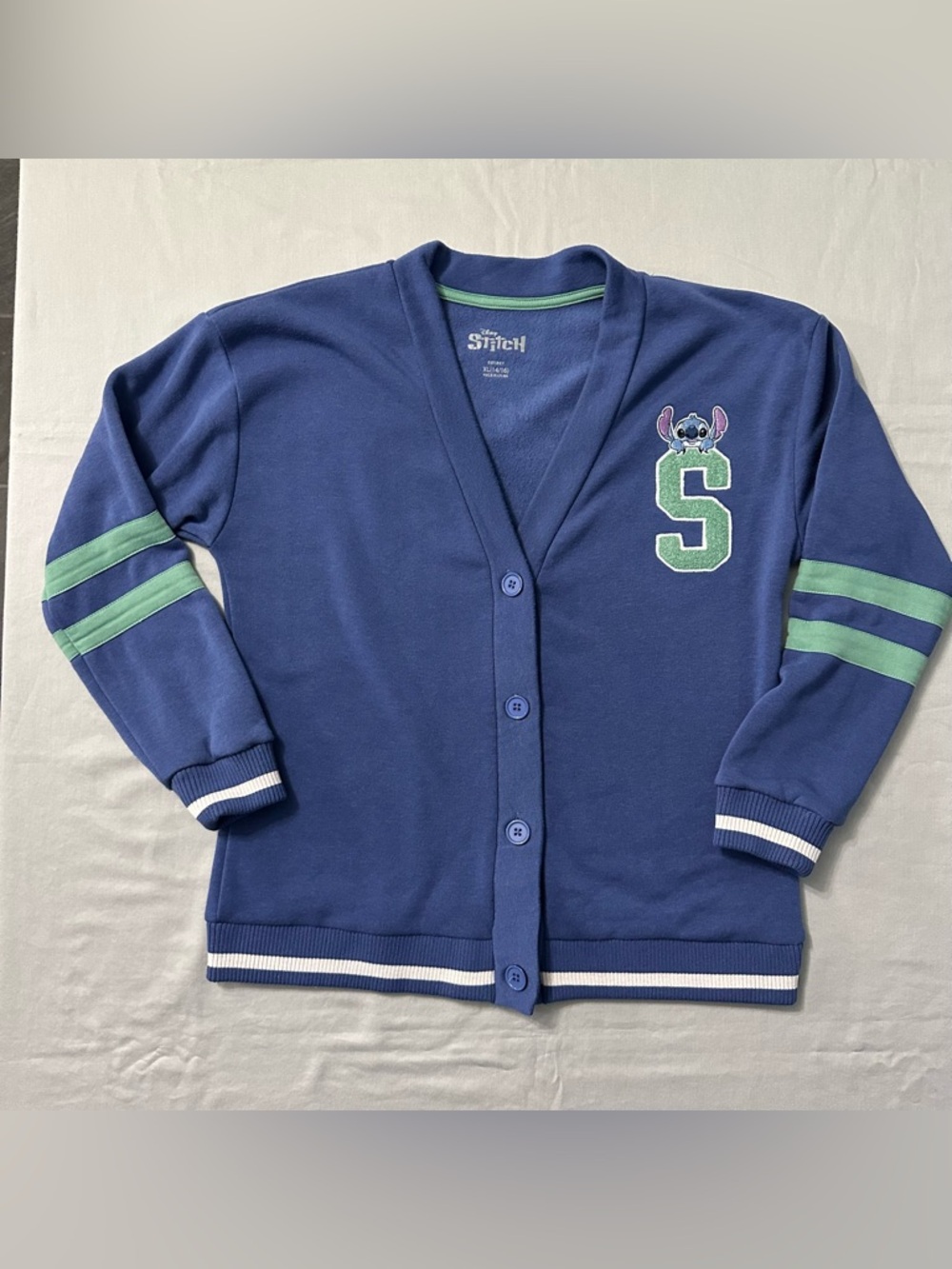 Disney Stitch Varsity Button Up Cardigan Girls XL